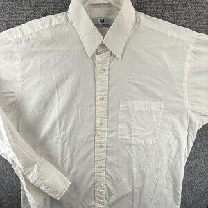 Balmain 16.5 Cotton Polyester Point White Solid Shirt Mens Long Sleeve Pocket